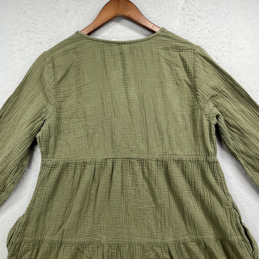 Universal Thread Tiered Maxi Dress Womens Medium Green Gauze Hippie Boho Prairie - Picture 5 of 14